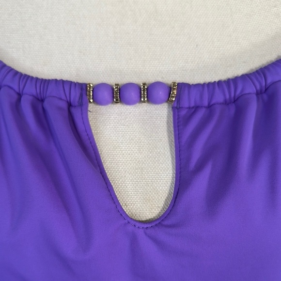 Shade & Shore Purple Cutout One Piece Swimsuit - Picture 5 of 11